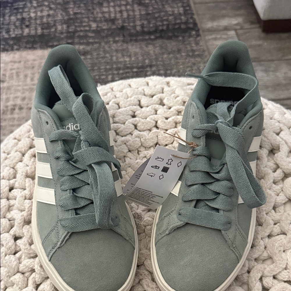 Adidas Mint Green Sneakers with White Accents. NWOB